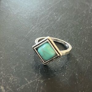 Turquoise Square Stone Silver Ring